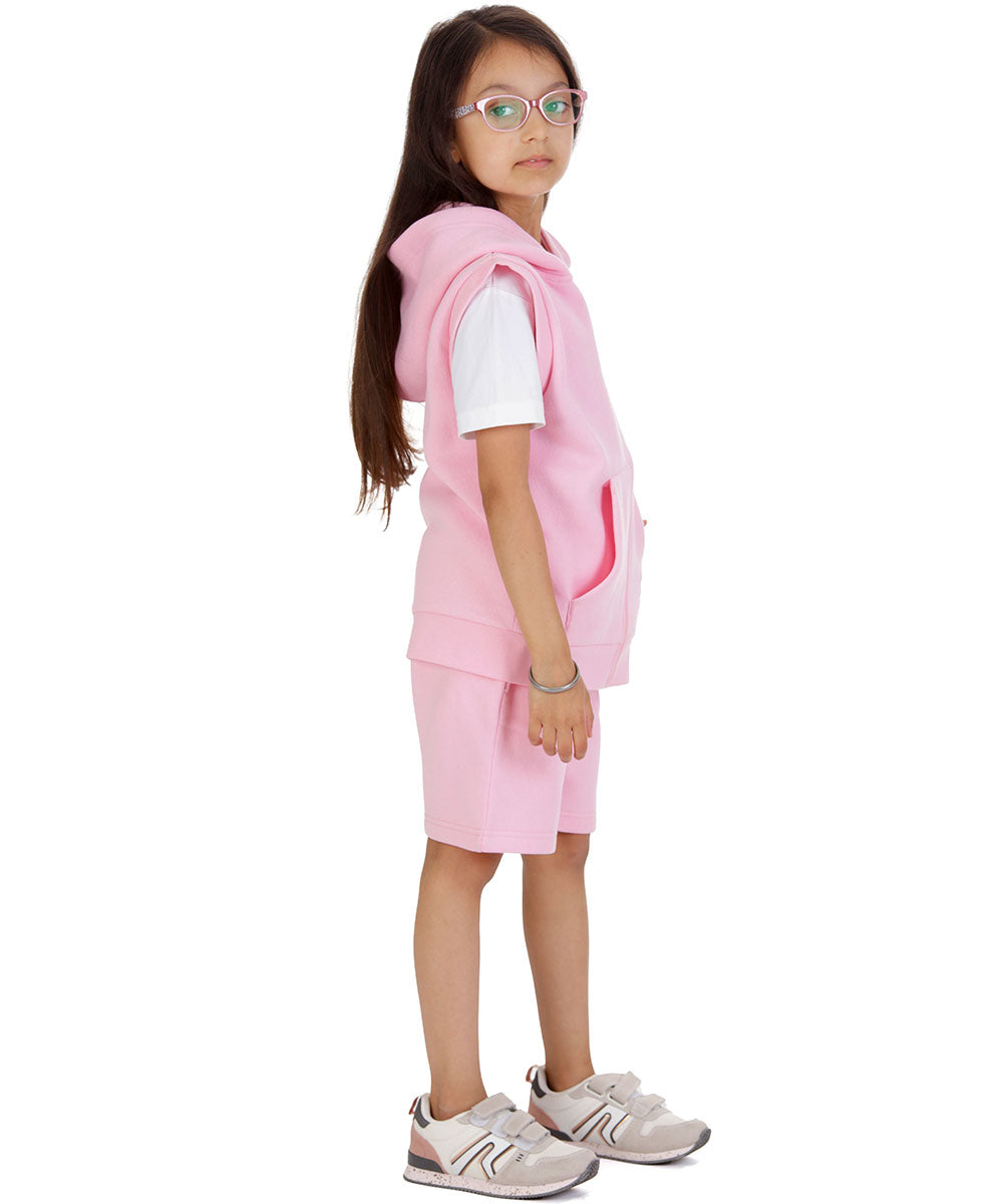 Kids Pink 2-Piece Gilet and Shorts Set