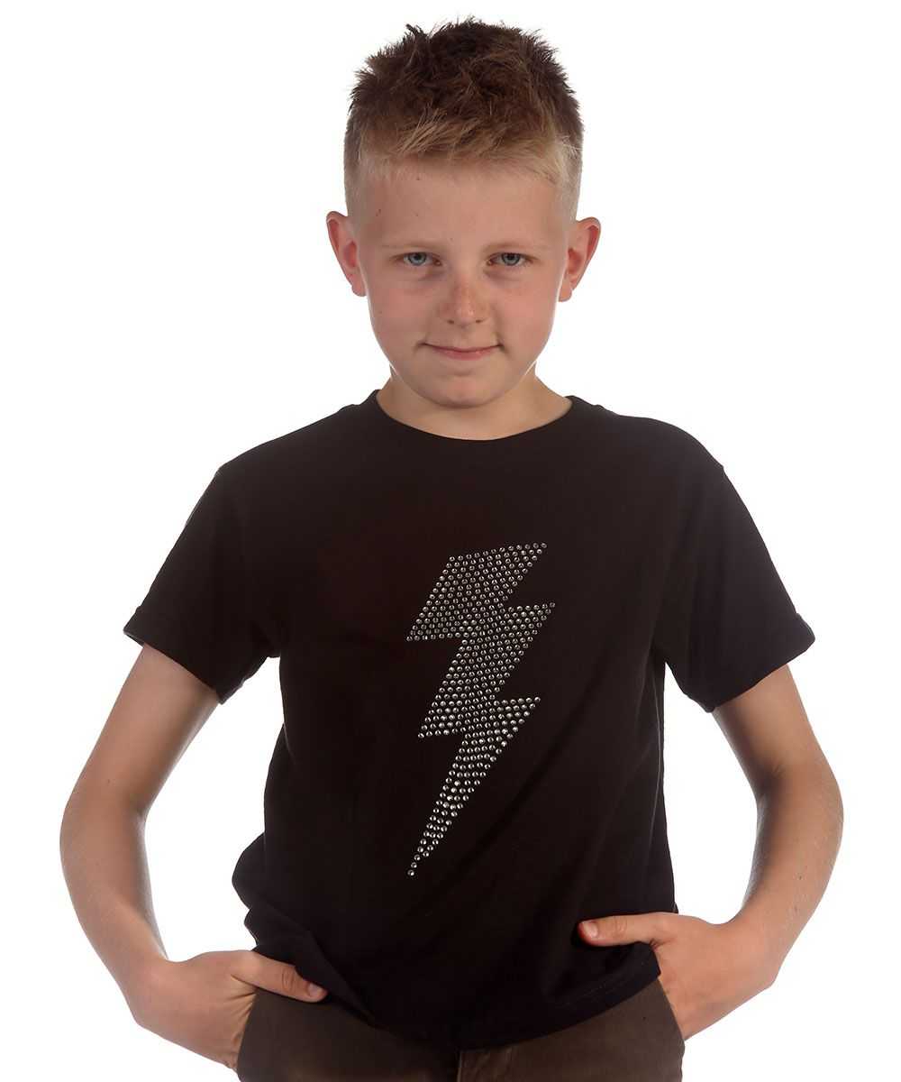 Trendy Toggs Kids Lighting Bolt Rhinestone Black T-shirt