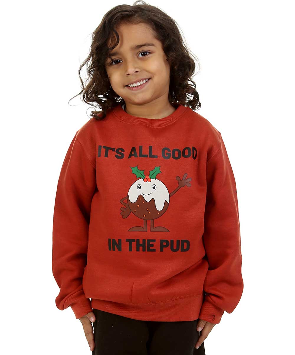 Trendy Toggs Kids Christmas pudding Jumper Rust