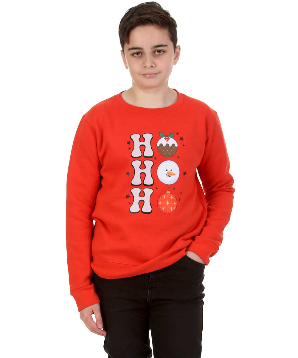 Trendy Toggs Kids Christmas HO HO HO Jumper Red