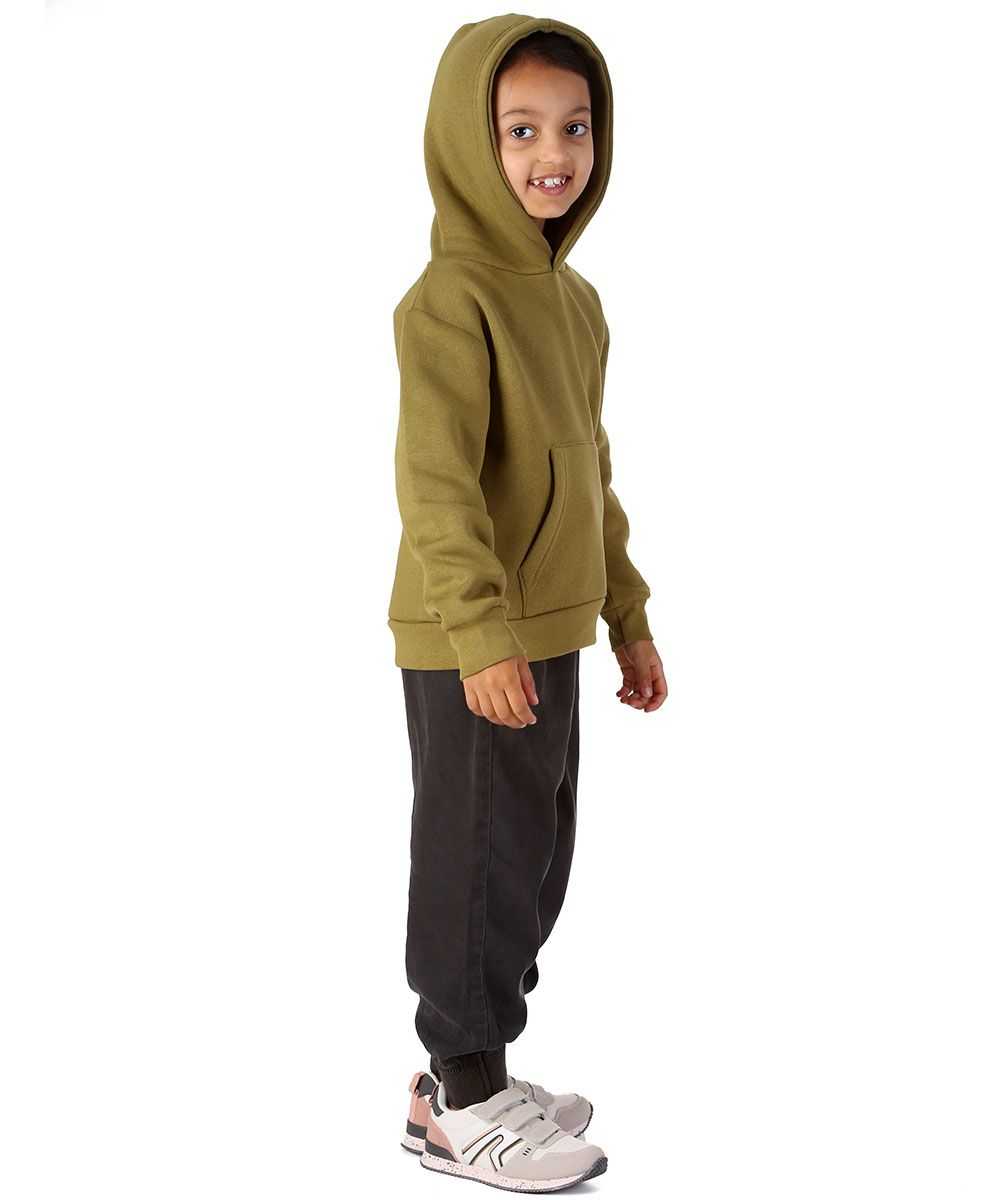 Trendy Toggs Kids Plain Overhead Olive Green Hoodie