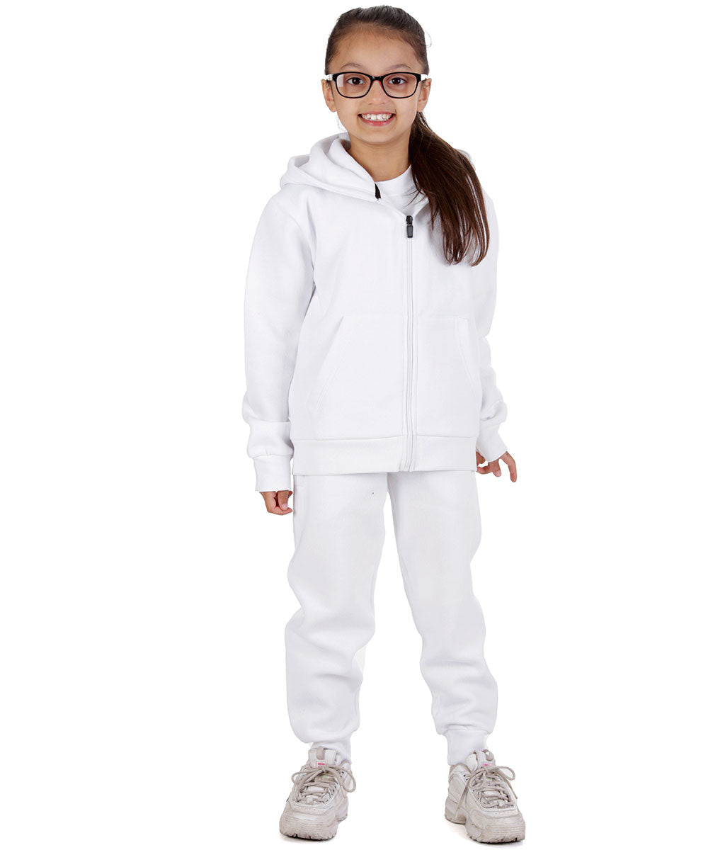 Trendy Toggs Kids Fleece Zip Up White Tracksuit