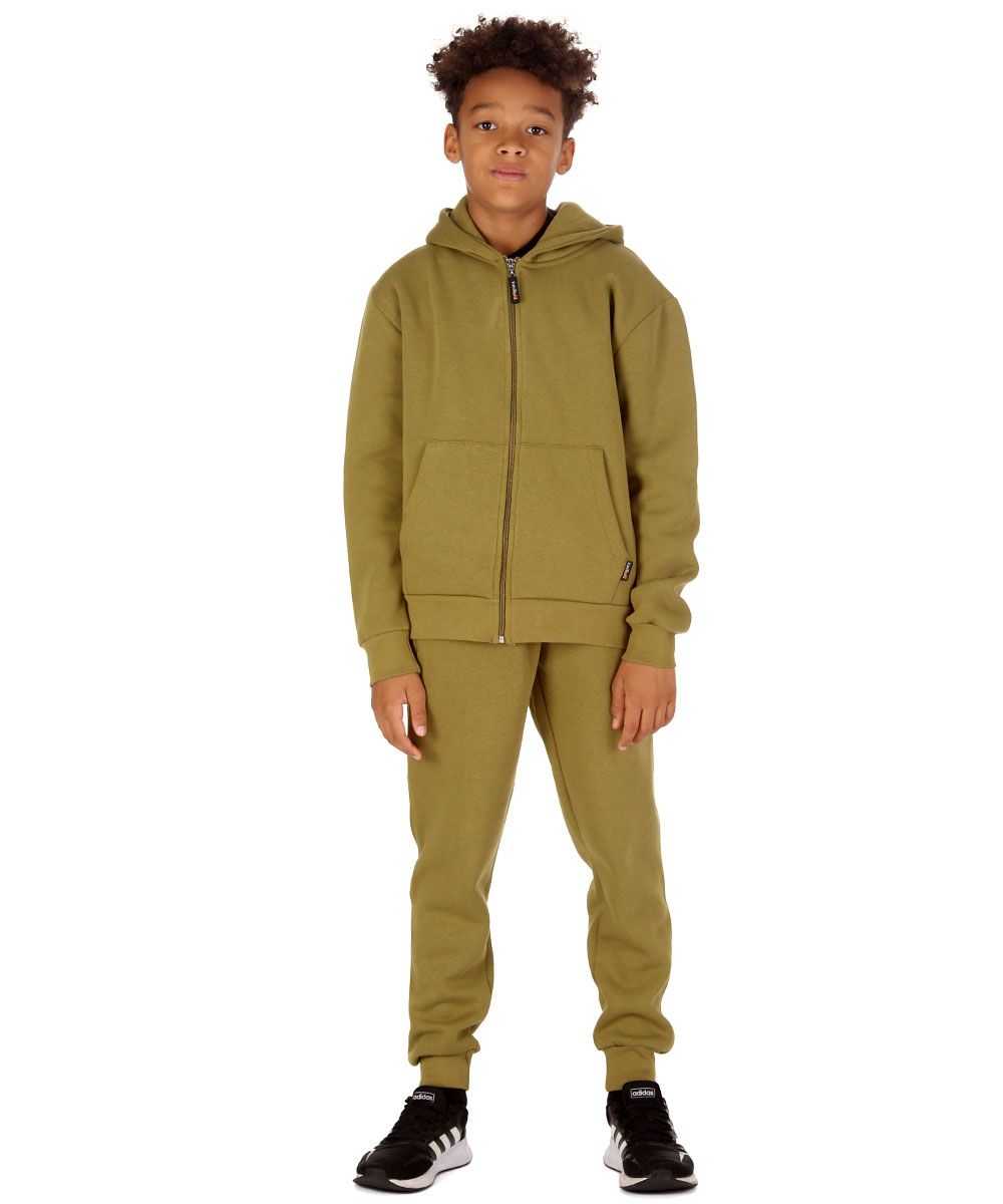 Trendy Toggs Kids Fleece Zip Up Olive Green Tracksuit