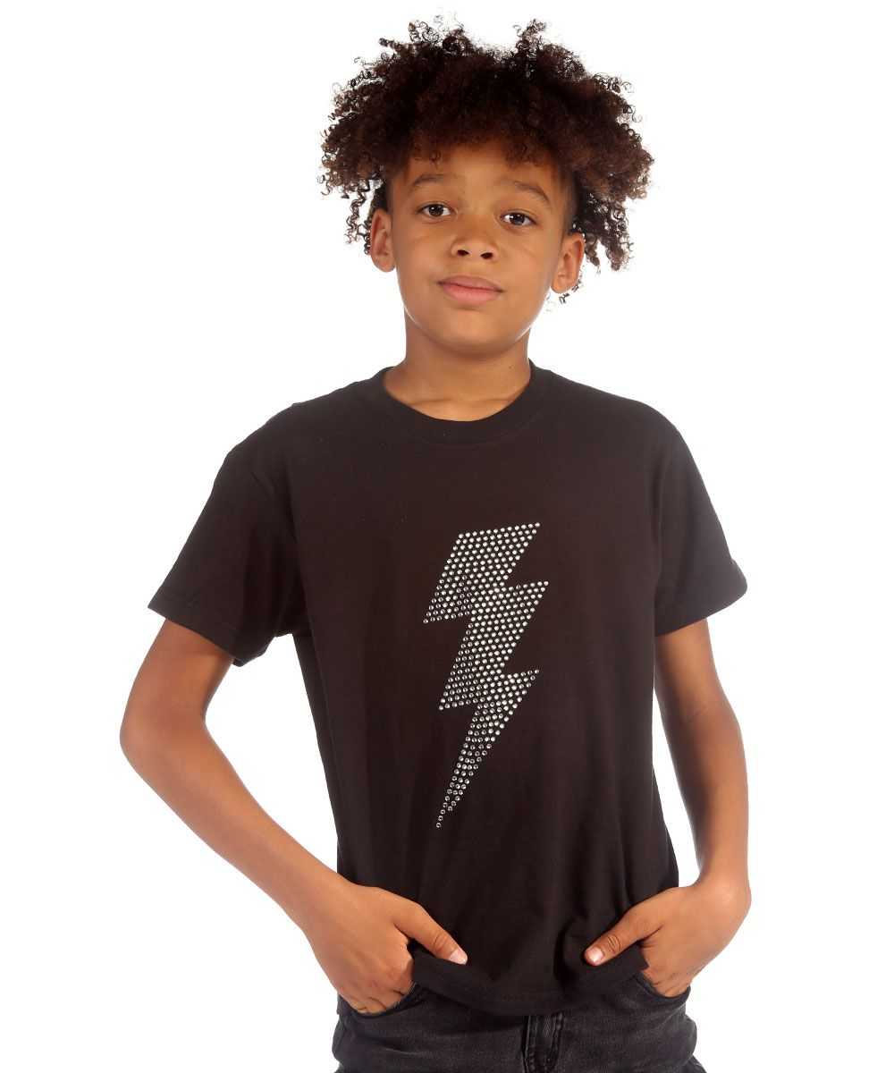 Trendy Toggs Kids Lighting Bolt Rhinestone Black T-shirt