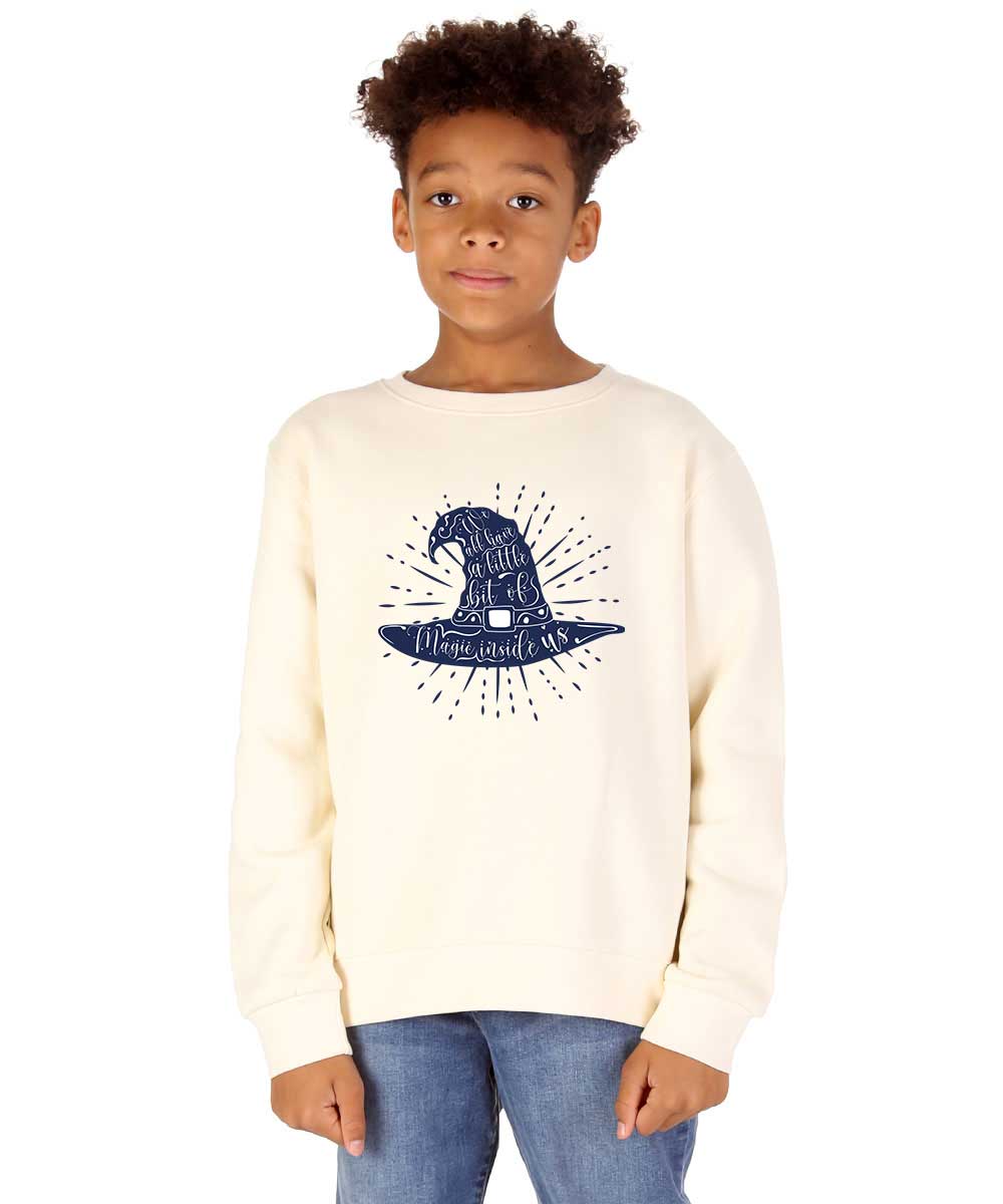 Kids Halloween Magic Witch Hat Cream Jumper