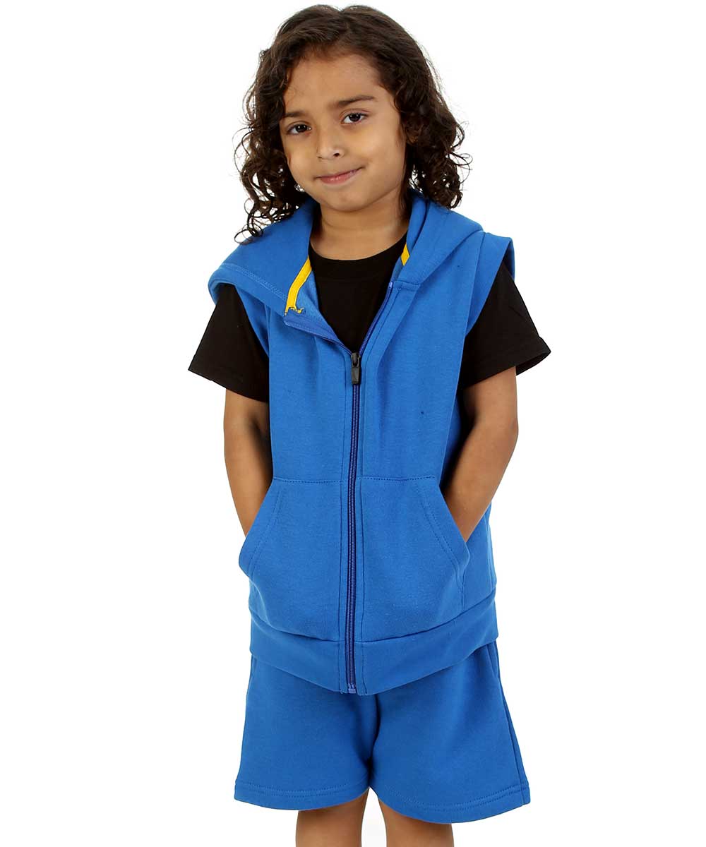 Kids Royal Blue 2-Piece Gilet and Shorts Set