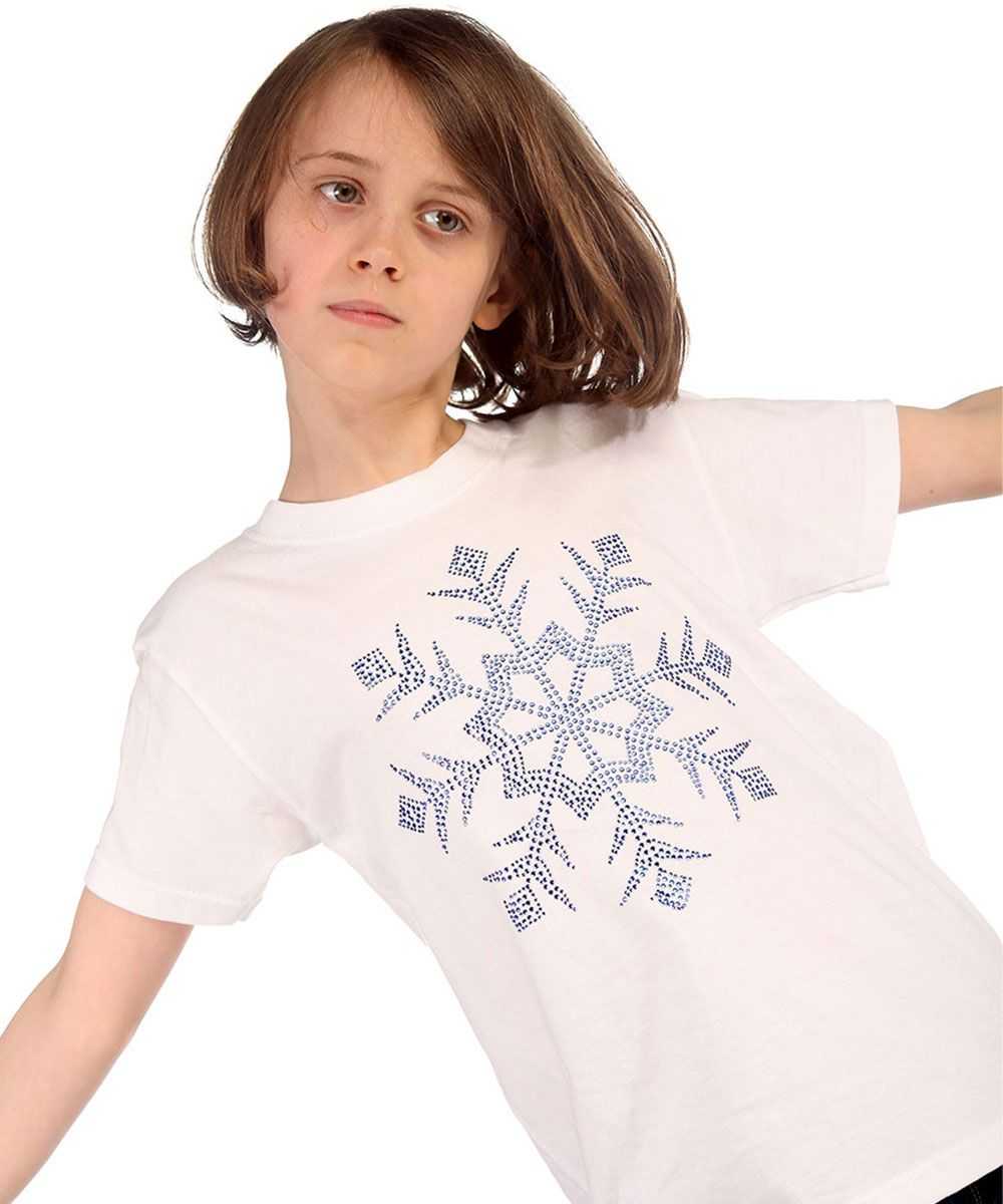 Trendy Toggs Kids Winter Snowflake White Rhinestone T-shirt
