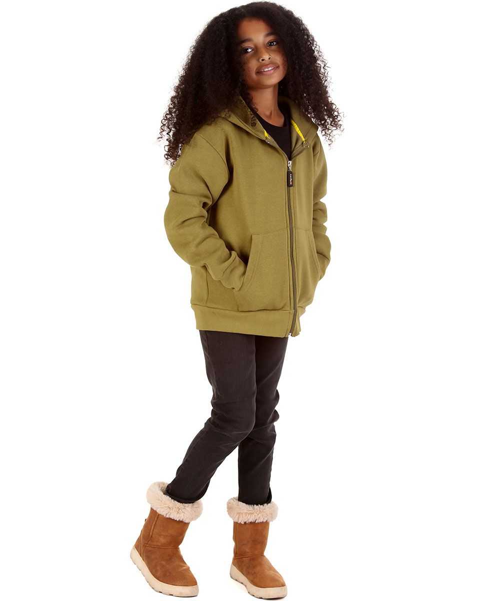 Trendy Toggs Kids Plain Olive Green Zip Up Hoodie