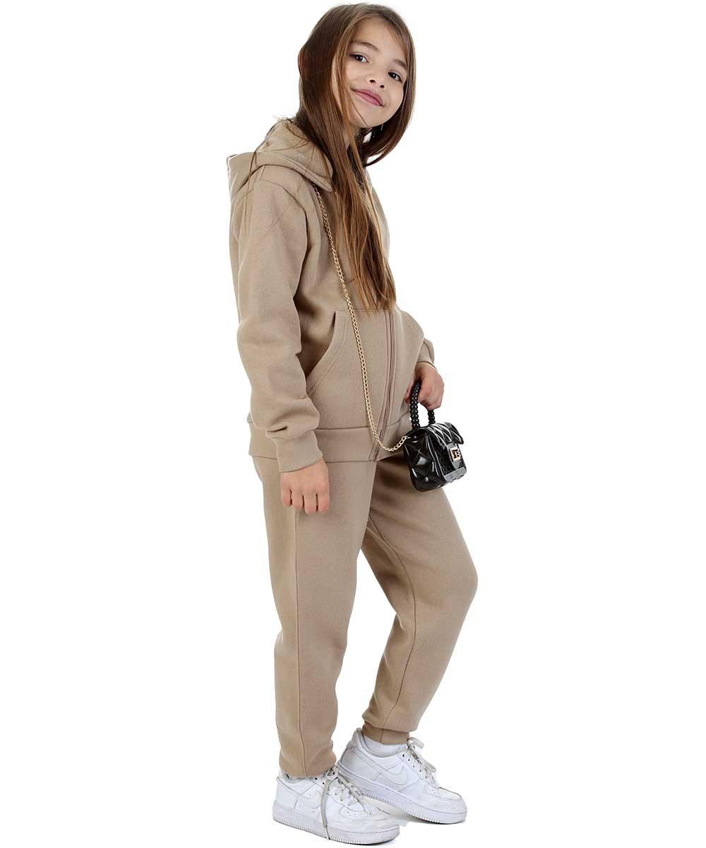 Trendy Toggs Kids Fleece Zip Up Mocha Tracksuit