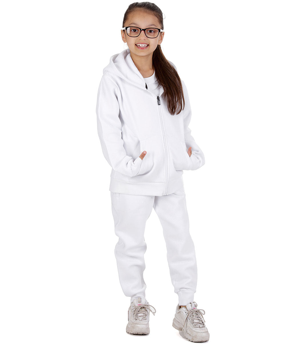 Trendy Toggs Kids Fleece Zip Up White Tracksuit
