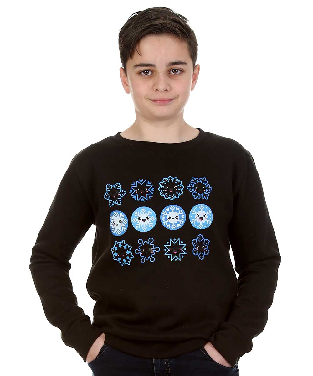 Trendy Toggs Kids Christmas Snowflake Emojis Jumper Black