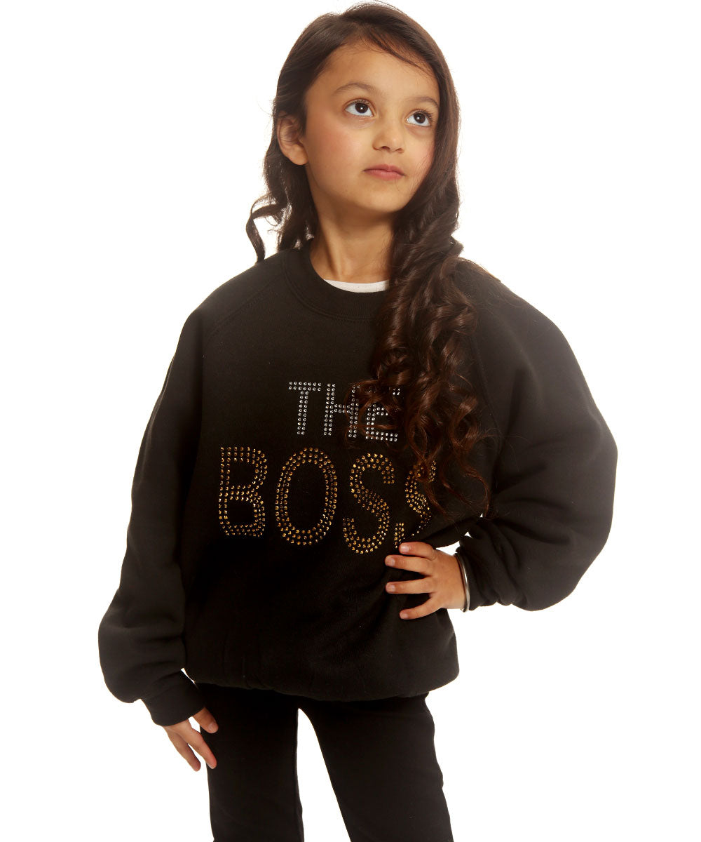 Trendy Toggs Kids The Boss Rhinestone Black Sweatshirt