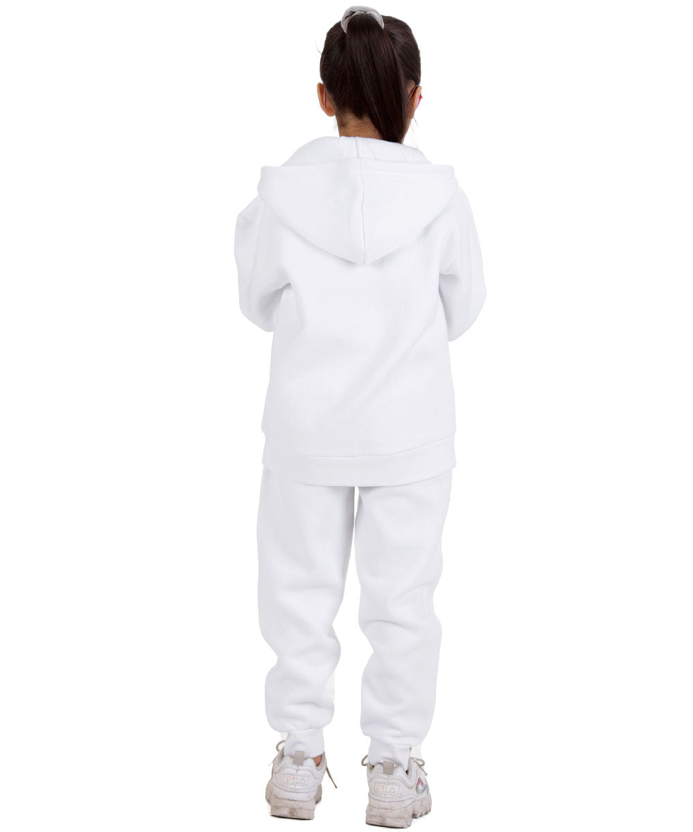 Trendy Toggs Kids Fleece Zip Up White Tracksuit