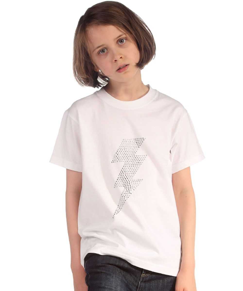 Trendy Toggs Kids White Lighting Bolt Rhinestone T-shirt