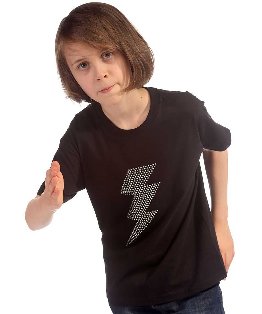 Trendy Toggs Kids Lighting Bolt Rhinestone Black T-shirt