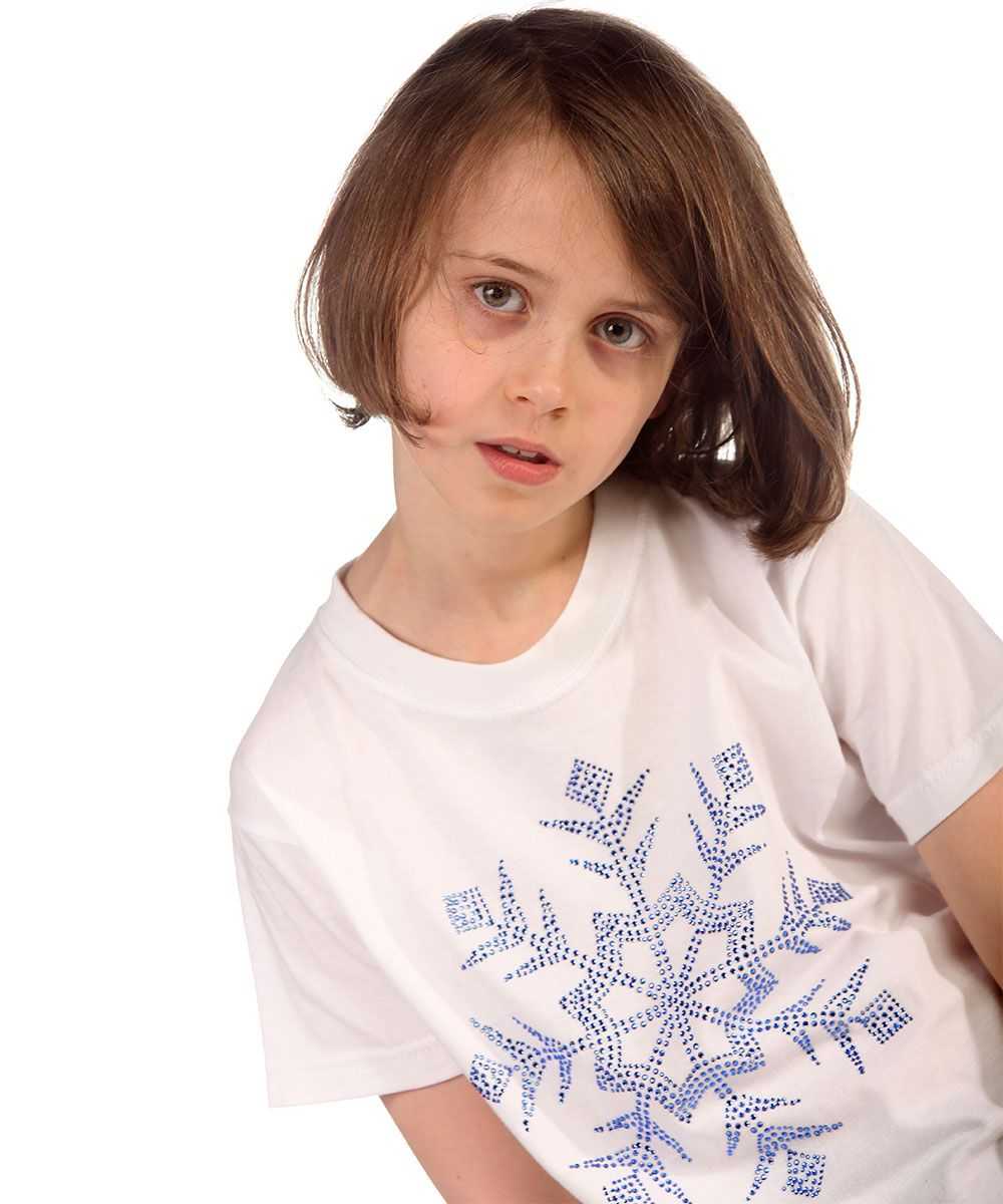 Trendy Toggs Kids Winter Snowflake White Rhinestone T-shirt