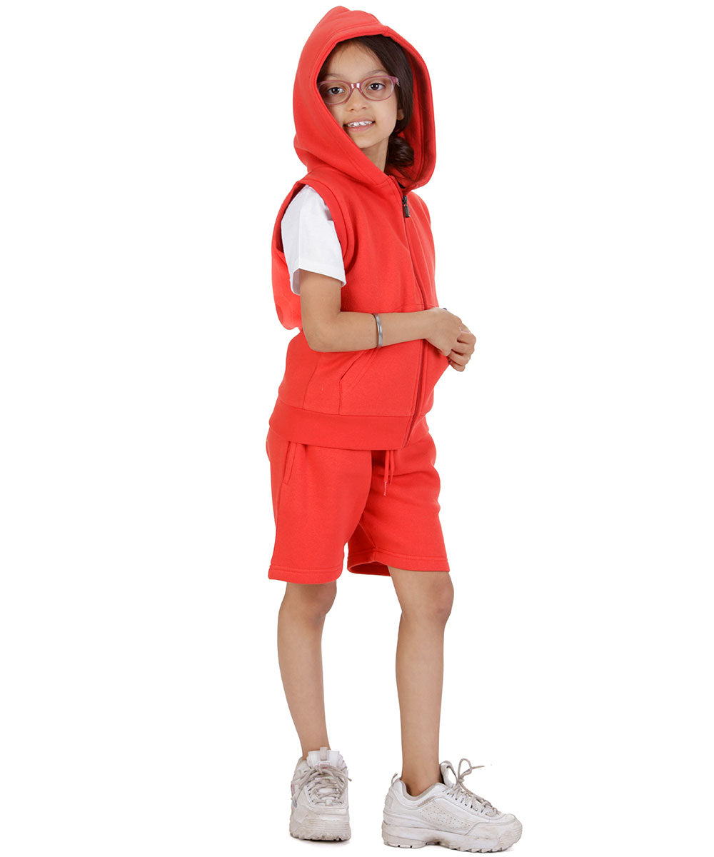 Kids Red 2-Piece Gilet and Shorts Set