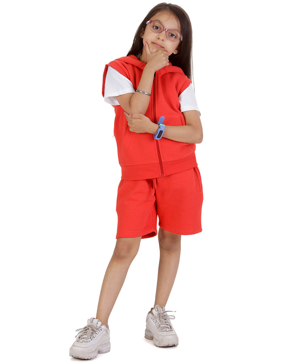 Kids Red 2-Piece Gilet and Shorts Set