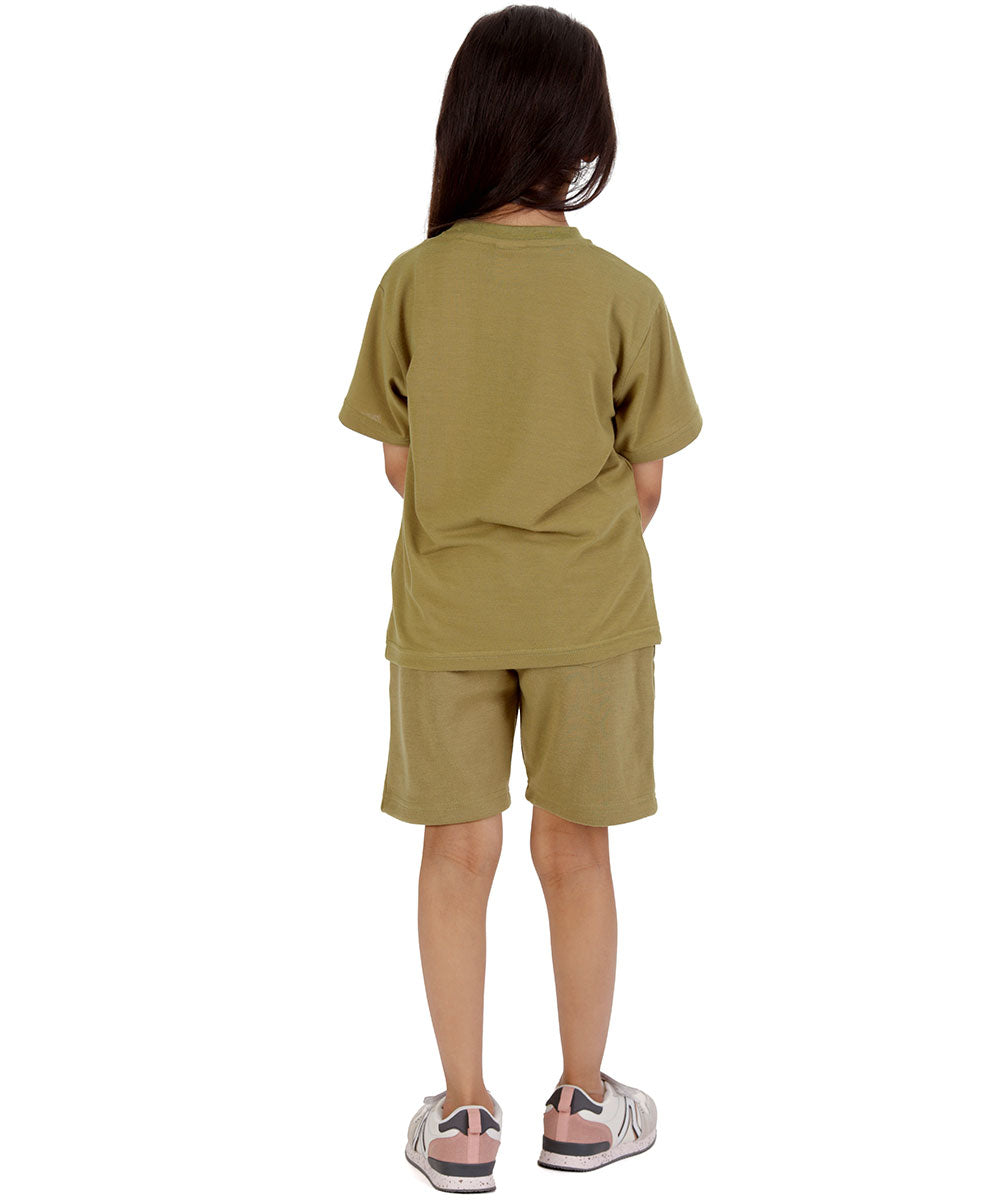 Kids Olive Green T-shirt and Shorts Set