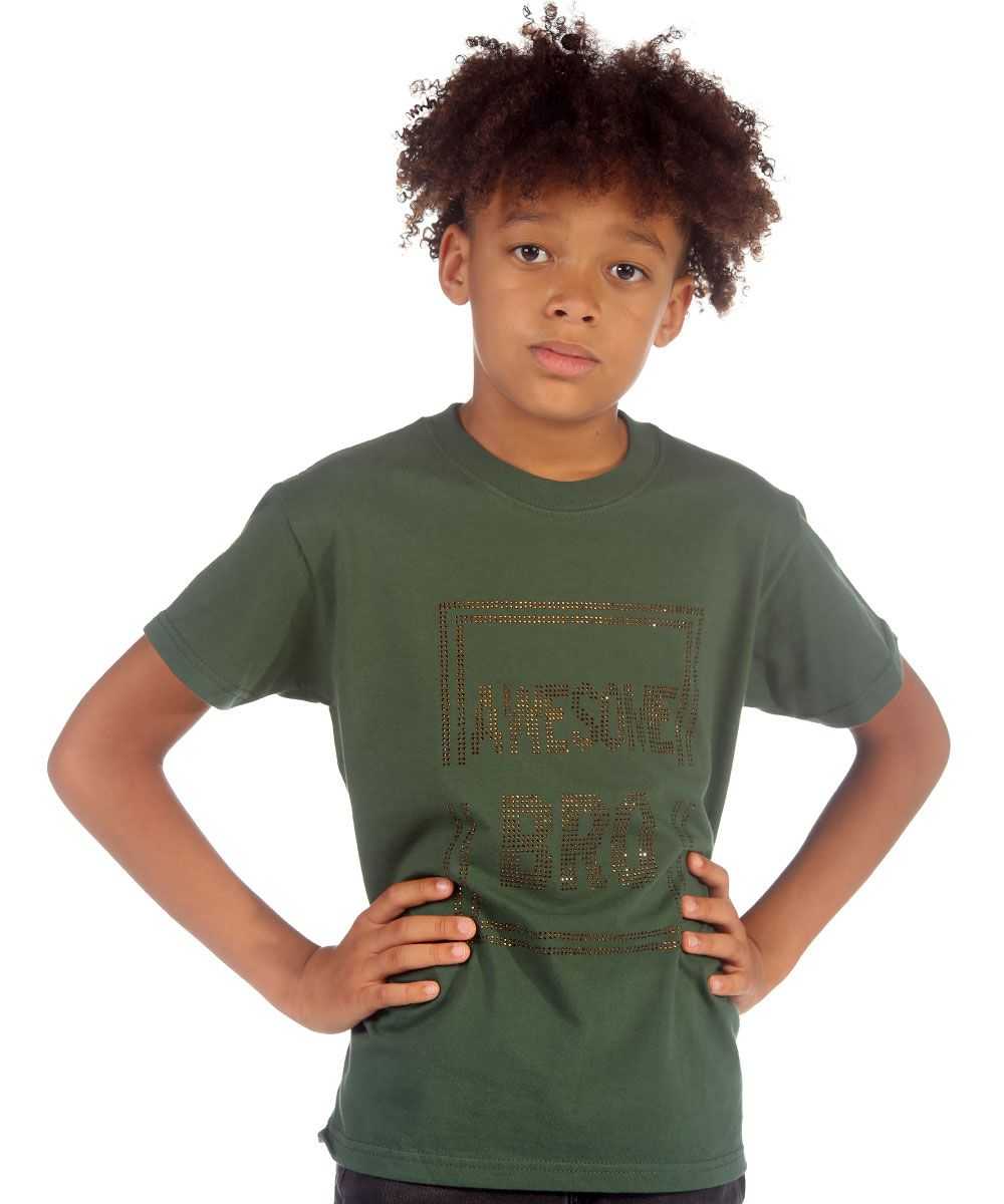 Trendy Toggs Kids Awesome Bro Rhinestone Green T-shirt