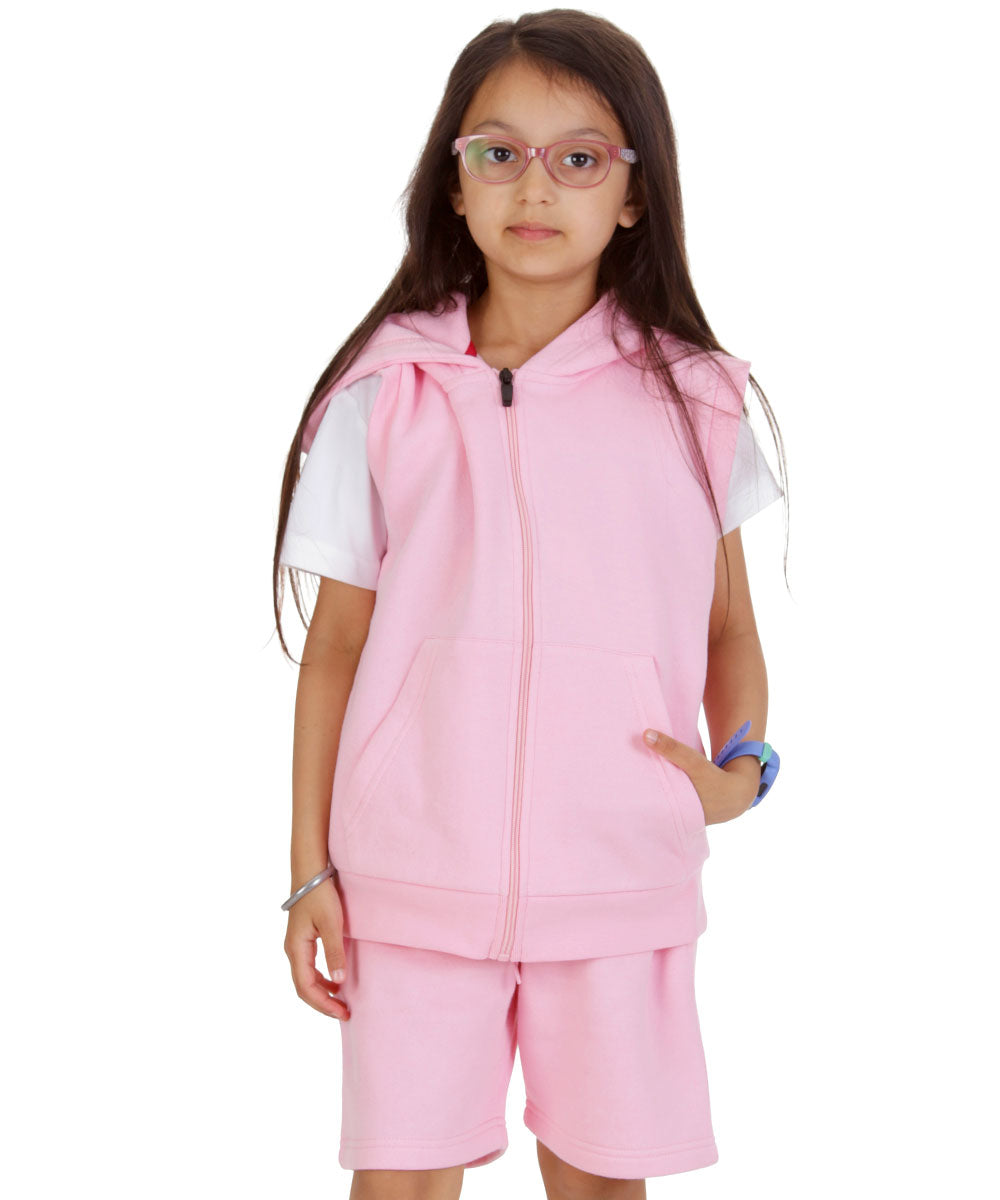 Kids Pink 2-Piece Gilet and Shorts Set