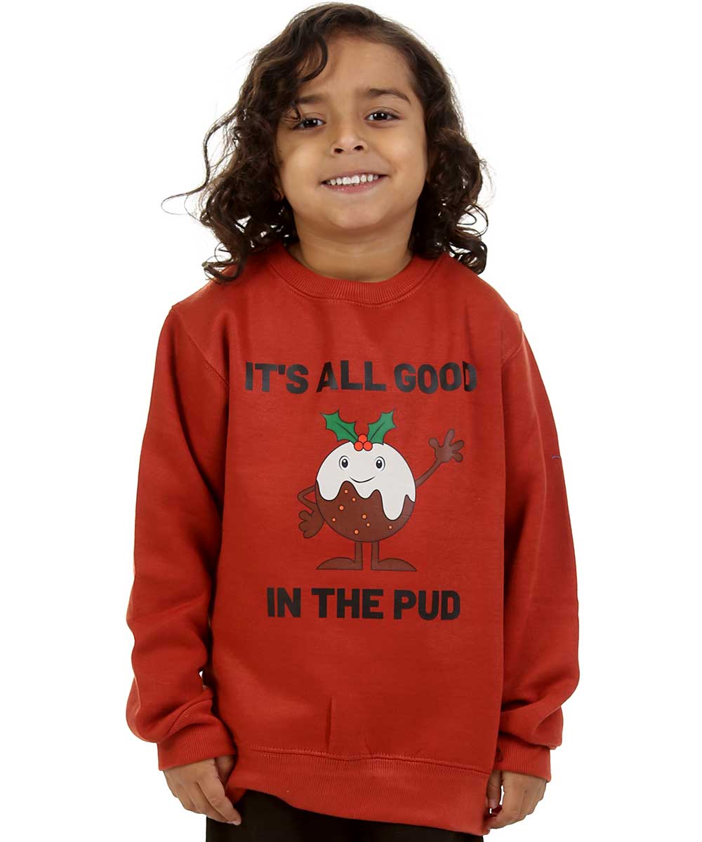 Trendy Toggs Kids Christmas pudding Jumper Rust