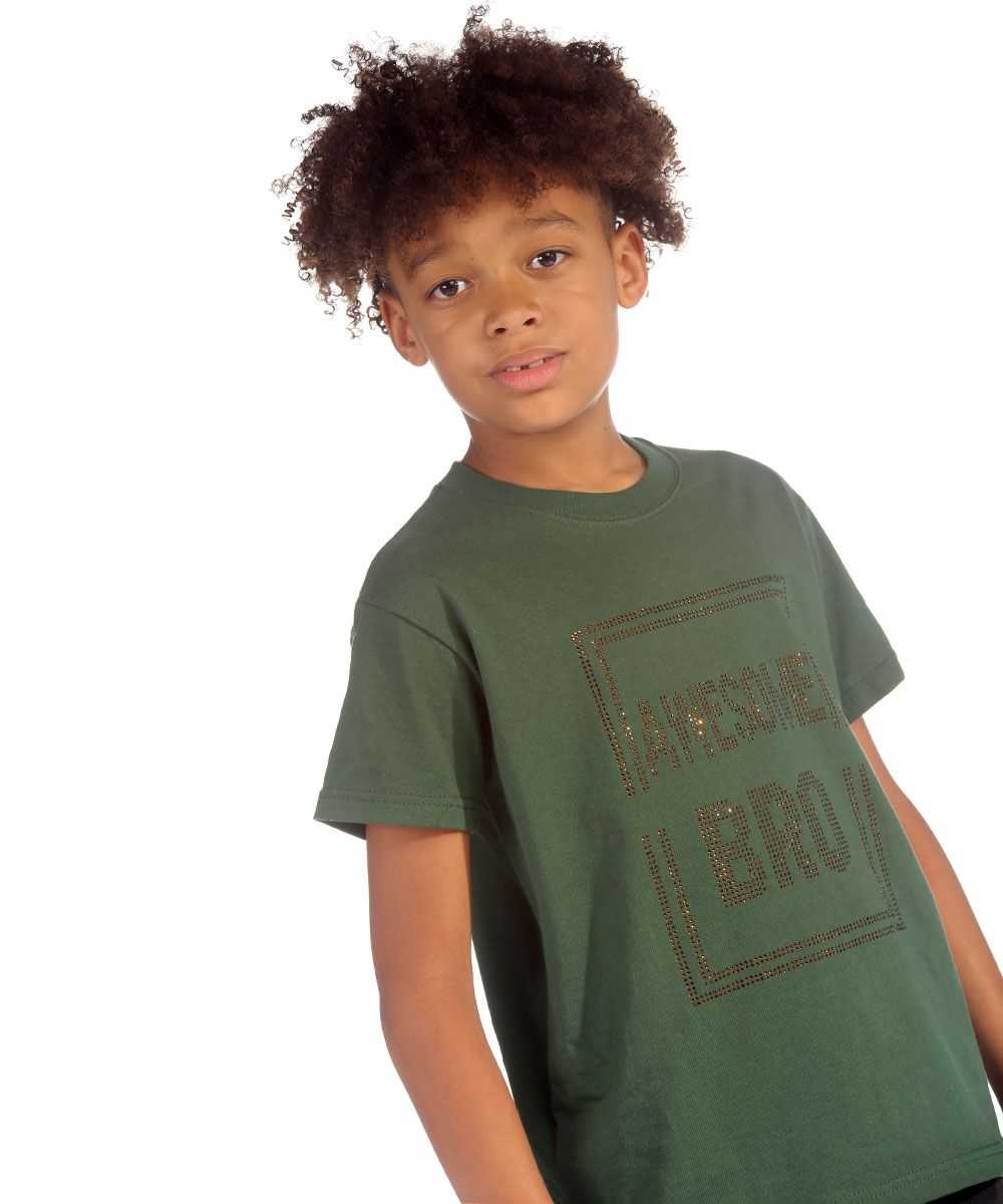 Trendy Toggs Kids Awesome Bro Rhinestone Green T-shirt