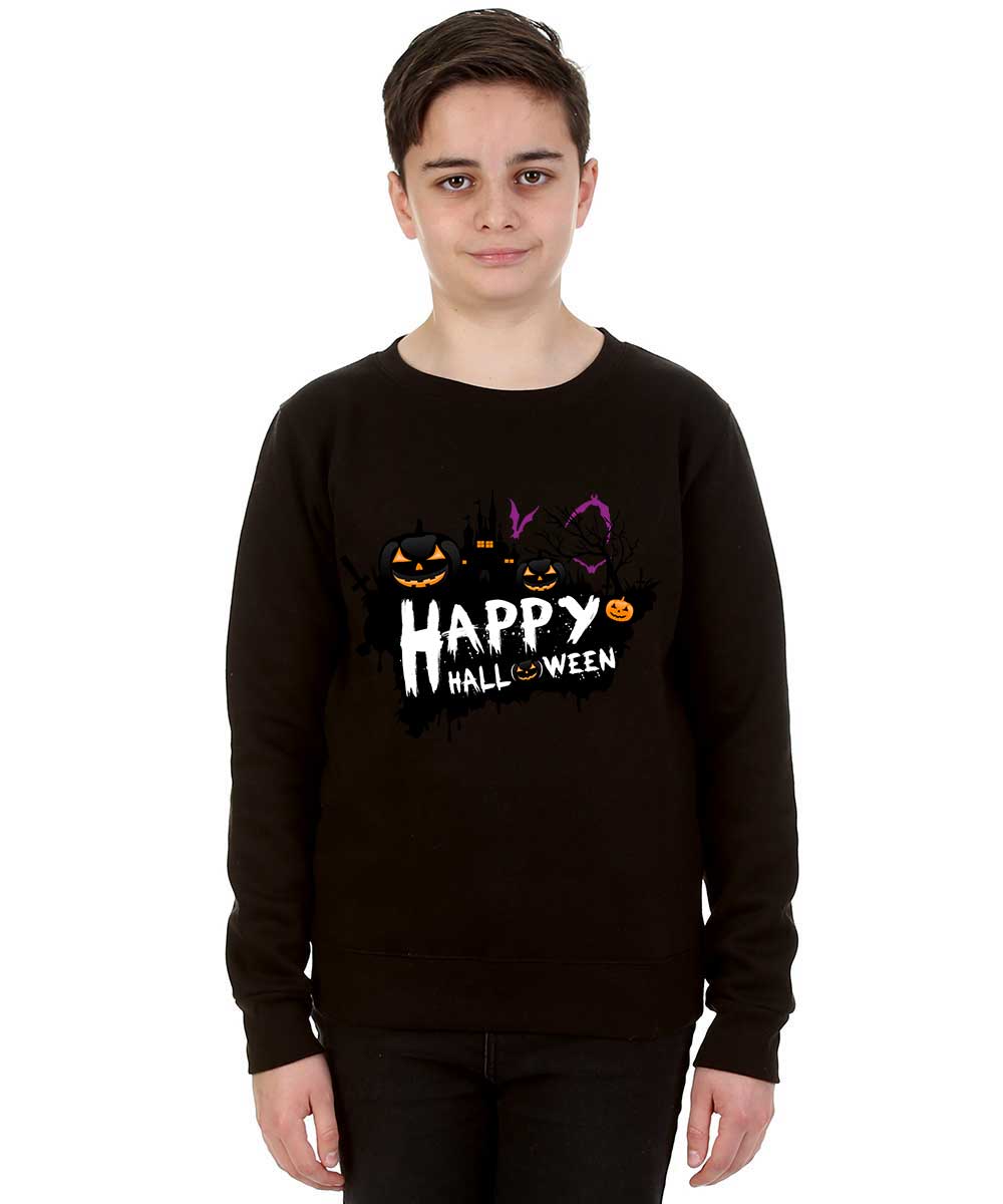 Kids Happy Halloween Black Jumper